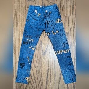 Zara Kids Blue Faux Jean Graphic Leggings